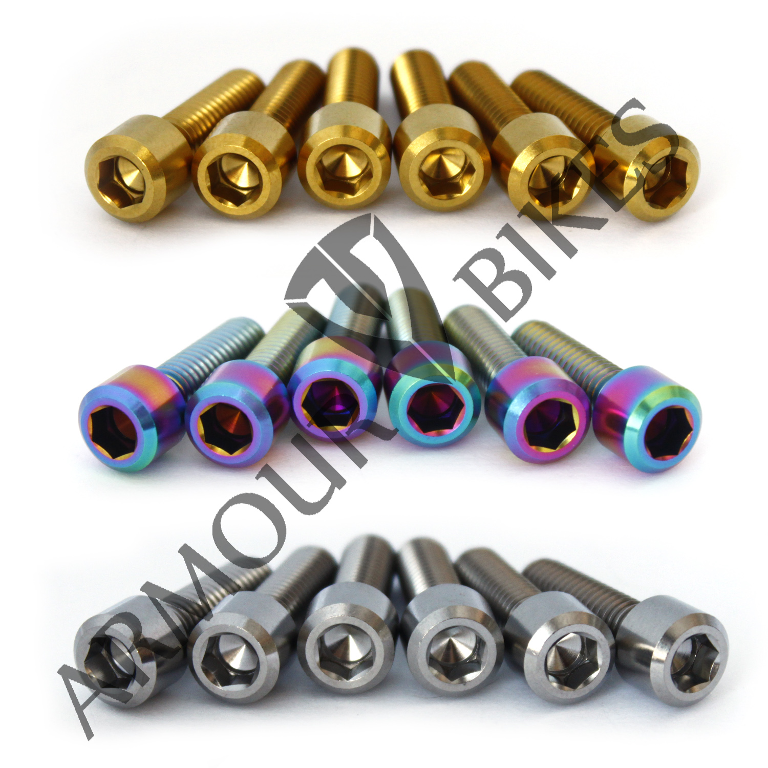 Mertic Titanium stem bolts M6x1x20mm MTB oil slick gold silver 6pcs